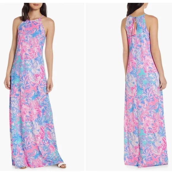 Lilly Pulitzer Margot Maxi Dress (Size M) (Blue Peri Viva La Lilly)